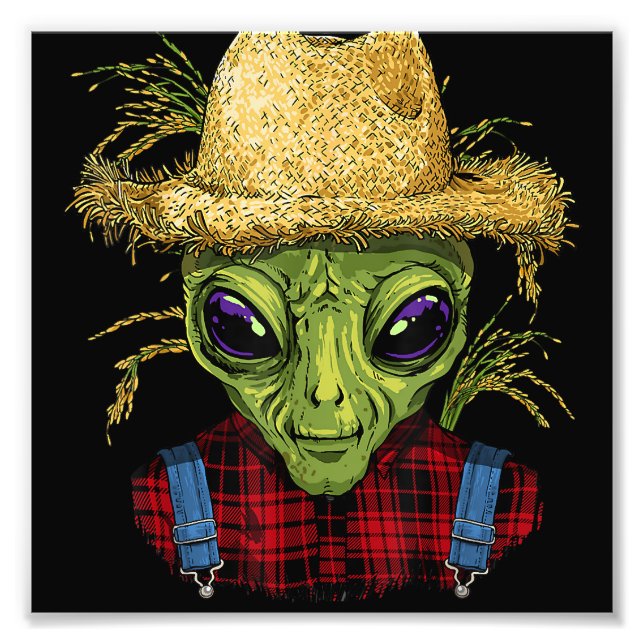 Alien Farmer UFO Alien Rymden Älskare Fototryck (Framsidan)