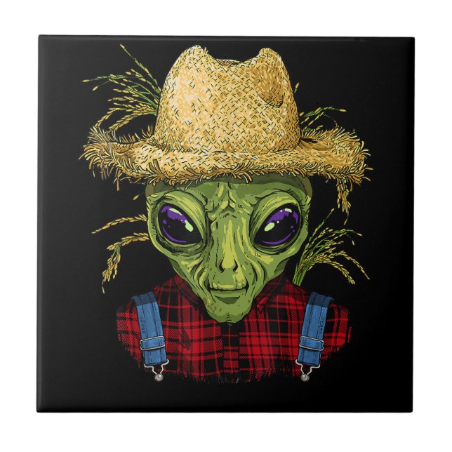 Alien Farmer UFO Alien Rymden Älskare Kakelplatta (Framsidan)