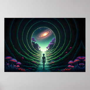 Alien Figur går till en Stargate-Distant Planet Poster