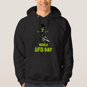 Alien Flies Saucer Fläkt Ufo Alien Abduction World Hoodie