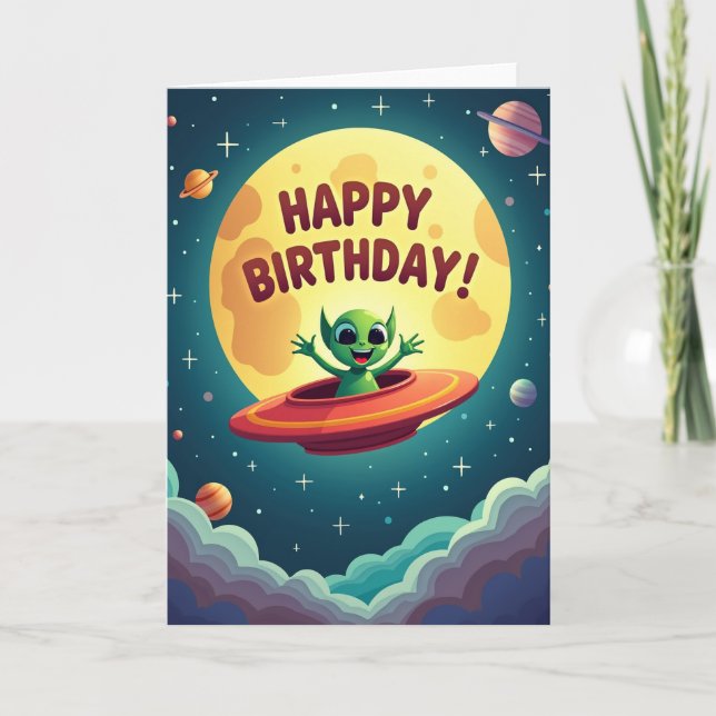 Alien Födelsedagsfirande Kort (Framsida)