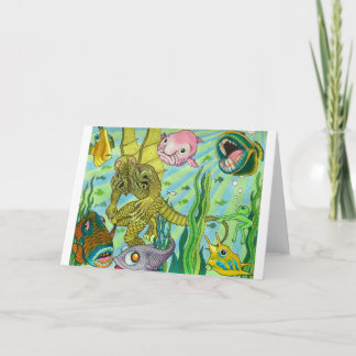 Alien försöker stoppa Cthulhu från att simma Lämna Kort