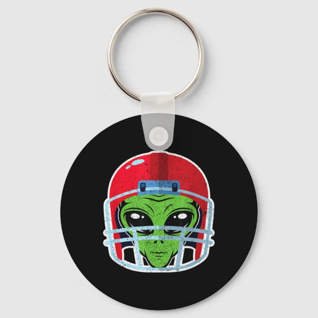 Alien fotbollshjälm Halloween-present till rymdäls Nyckelring (Framsida)