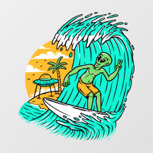 Alien-Fredstecken som surfar på UFO parkerat på st