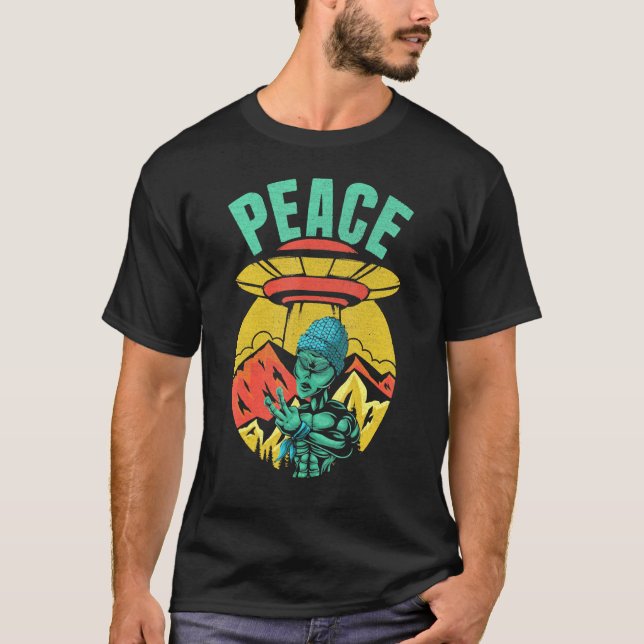 Alien Fredstecken Ufo Spaceship Alien Believer Fly T Shirt (Framsida)