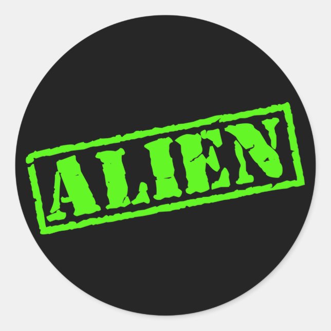 Alien Frimärke Runt Klistermärke (Framsida)