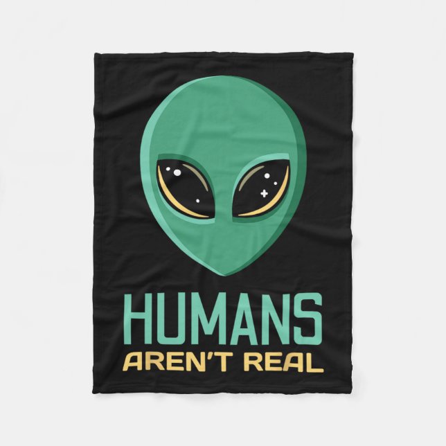 Alien Funny Humans är inte riktigt Cute Ufo Alien  Fleecefilt (Framsidan)