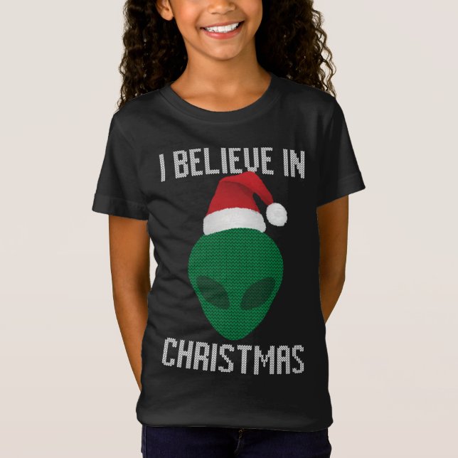 Alien Funny Ugly jul Sweater Party T Shirt (Framsida)