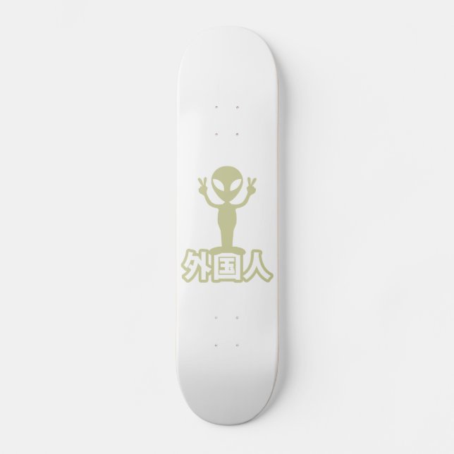 Alien Gaijin ~ Kanji Nihongo / Japanska Mini Skateboard Bräda 18,5 Cm (Framsida)
