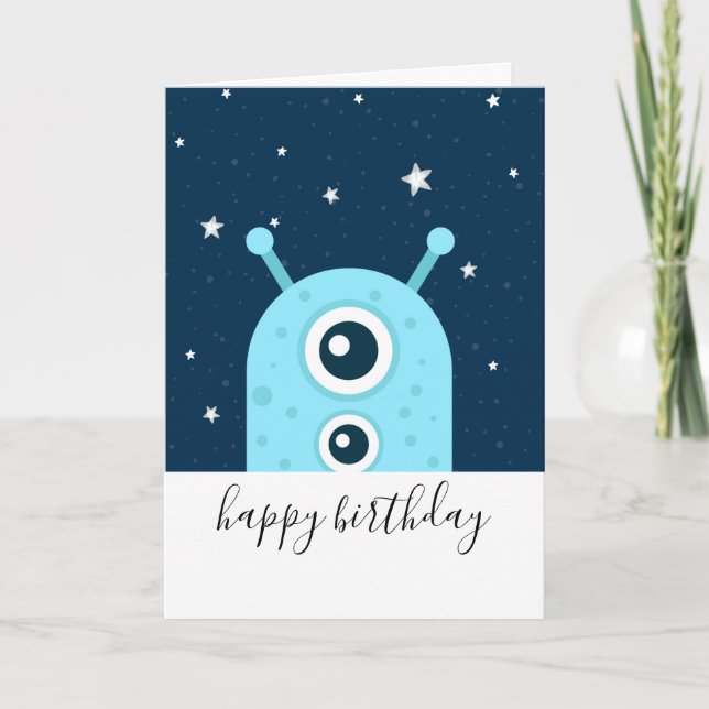 Alien Galaxy Astronaut Rymden Birthday Boy Kort (Framsida)