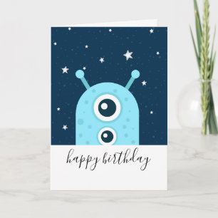 Alien Galaxy Astronaut Rymden Birthday Boy Kort