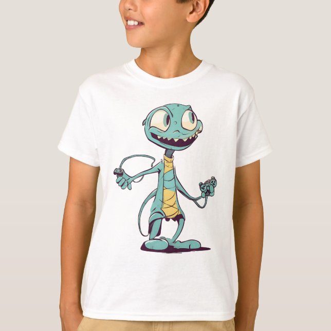 Alien Gamer Unisex Barn T-Shirt (Framsida)