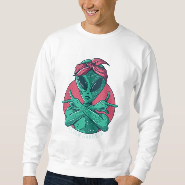 Alien Gangsta Lång Ärmad Tröja (Framsida)