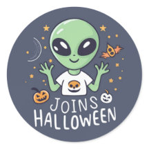 Alien Går med Halloween Sticker