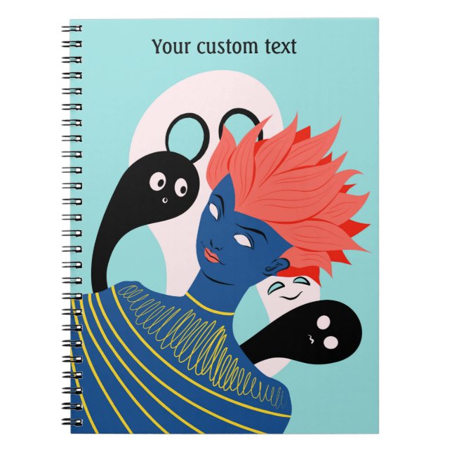 Alien Girl with Spooky Spöken Imaginary Friends Anteckningsbok (Framsidan)