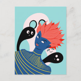 Alien Girl with Spooky Spöken Imaginary Friends Vykort