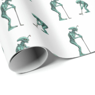Alien Golf Wrapping Papper Presentpapper