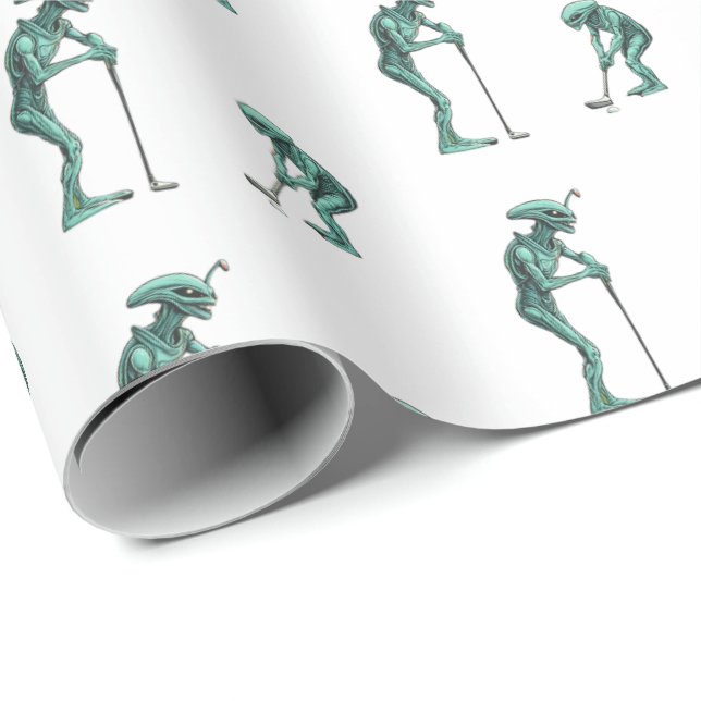 Alien Golf Wrapping Papper Presentpapper (Rullad Hörn)