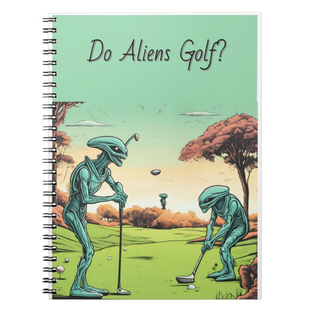 Alien Golfers - bärbar dator med redigerbar text Anteckningsbok (Framsidan)