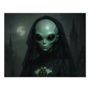 Alien Gothic Priestess Måne Fototryck