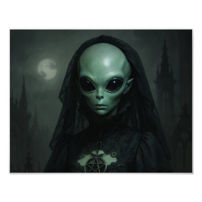 Alien Gothic Priestess Måne Fototryck (Framsidan)