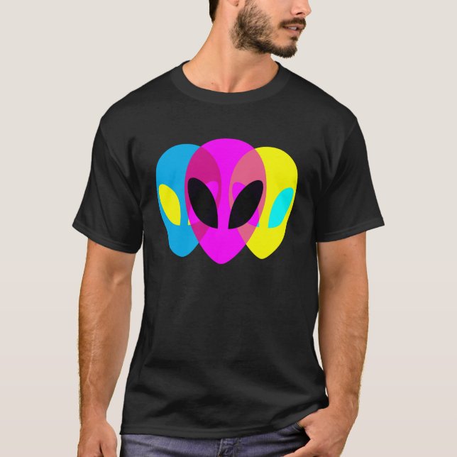 Alien Grå CMYK Tryptisk T Shirt (Framsida)