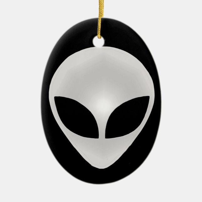 Alien Grått Head Julgransprydnad Keramik (Framsidan)