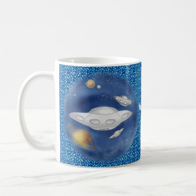 Alien Grått Spacesship Kaffemugg (Vänster)