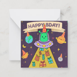 Alien Grattis på födelsedagen Anteckningskort