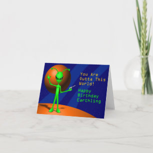 Alien Grattis på födelsedagen Card Kort