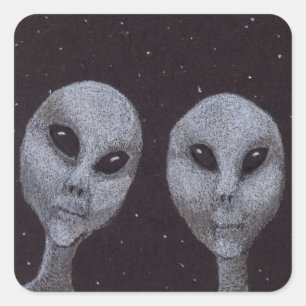 Alien Grays Fyrkantigt Klistermärke