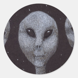 Alien Grays Runt Klistermärke