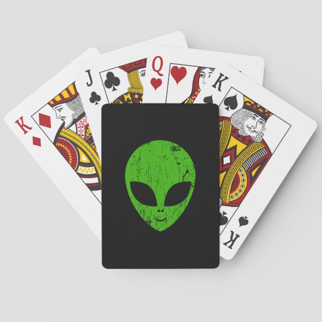 alien green head ufo science fiction extraterrestr casinokort (Baksidan)