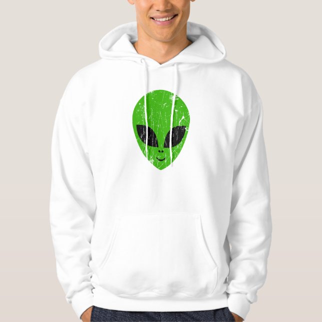 alien green head ufo science fiction extraterrestr hoodie (Framsida)