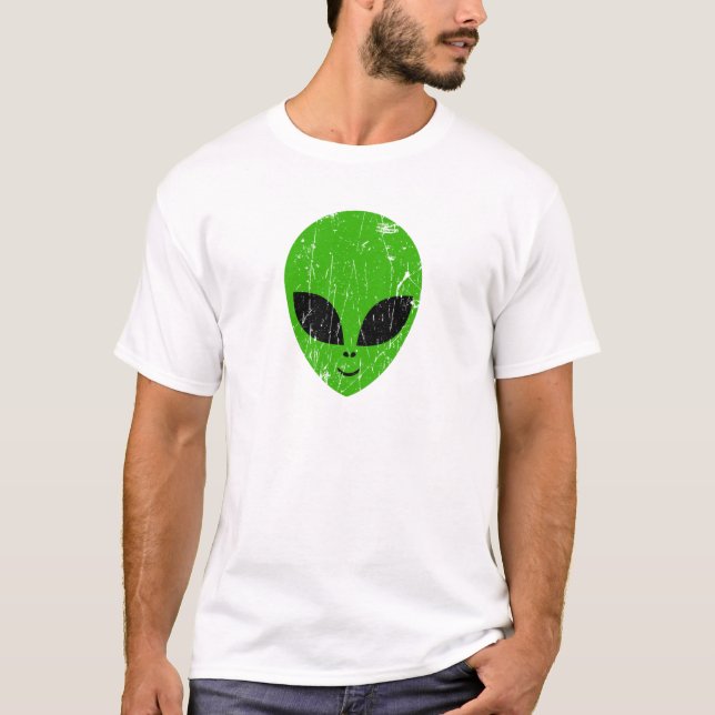 alien green head ufo science fiction extraterrestr t shirt (Framsida)