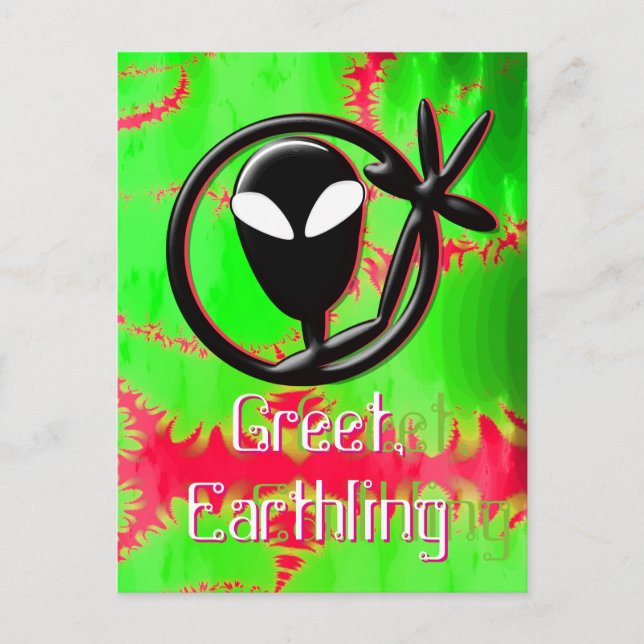 Alien Greet Earthling Fractal Vykort (Framsida)