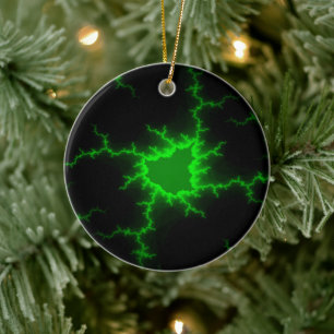 Alien Grönt Blixt-Strejkor i Pitch Black Julgransprydnad Keramik