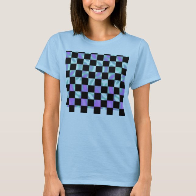 Alien Grönt Checker Mönster Women's Shirt Tee Shirt (Framsida)