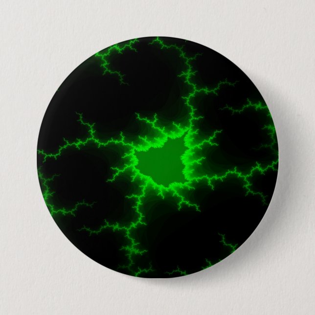 Alien Grönt Lightning-Strejkor i Pitch Black Knapp (Framsida)