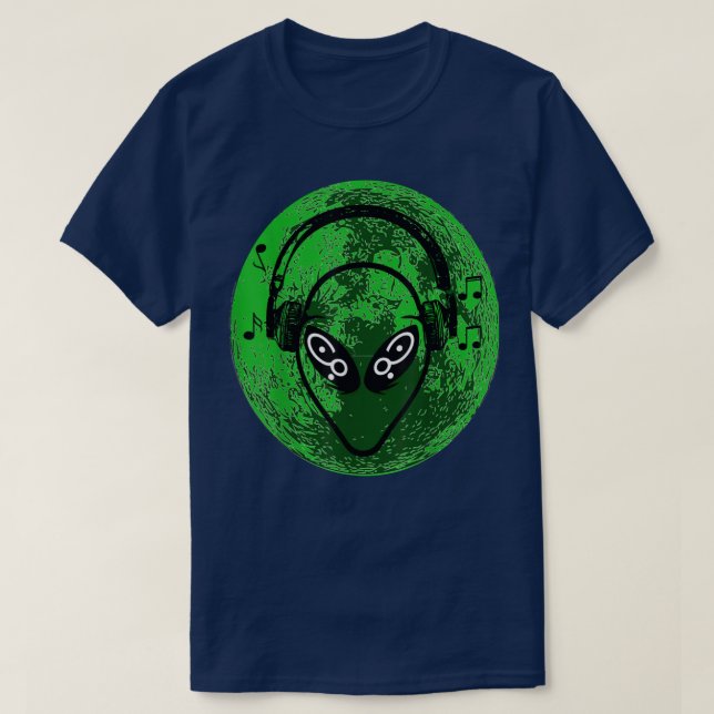 Alien Grönt Måne Music T Shirt (Design framsida)