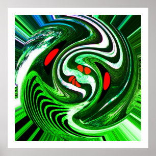 Alien grönt planet art poster