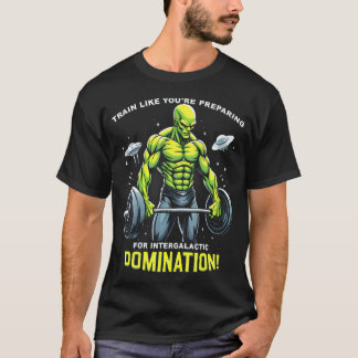 Alien Gym Träning Fitness Roligt Sci-Fi Tyngdlyftn T Shirt