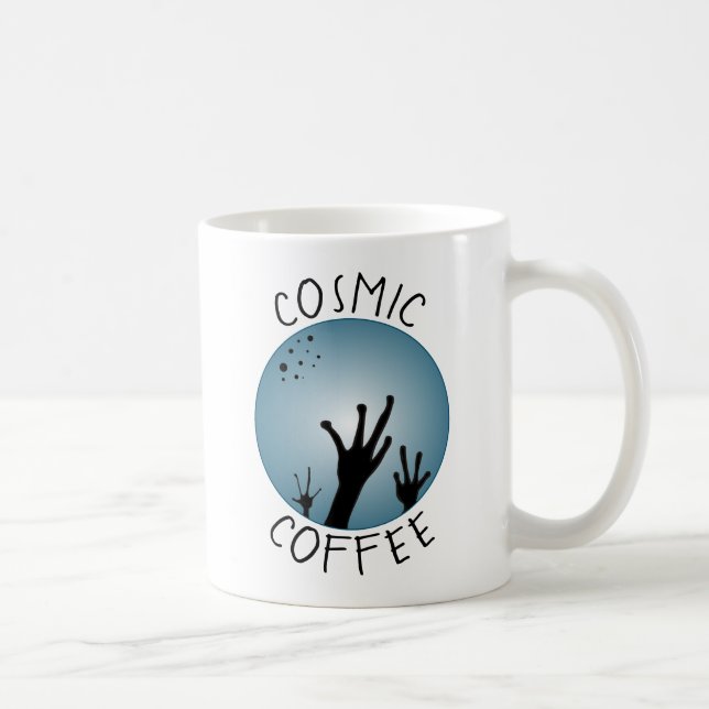 Alien Händer Sci Fi Black Blue ET Art Cosmic Coffe Kaffemugg (Höger)