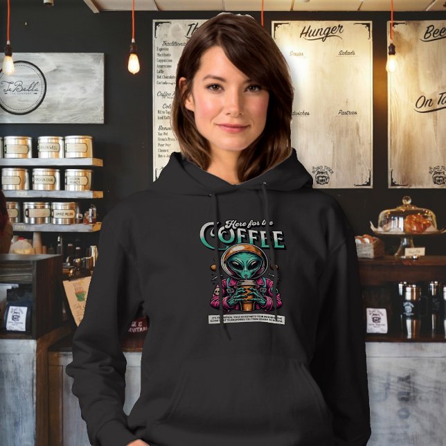 Alien här för kaffet t shirt (Skapare uppladdad)