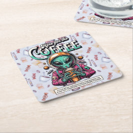 Alien här för kaffet underlägg papper kvadrat