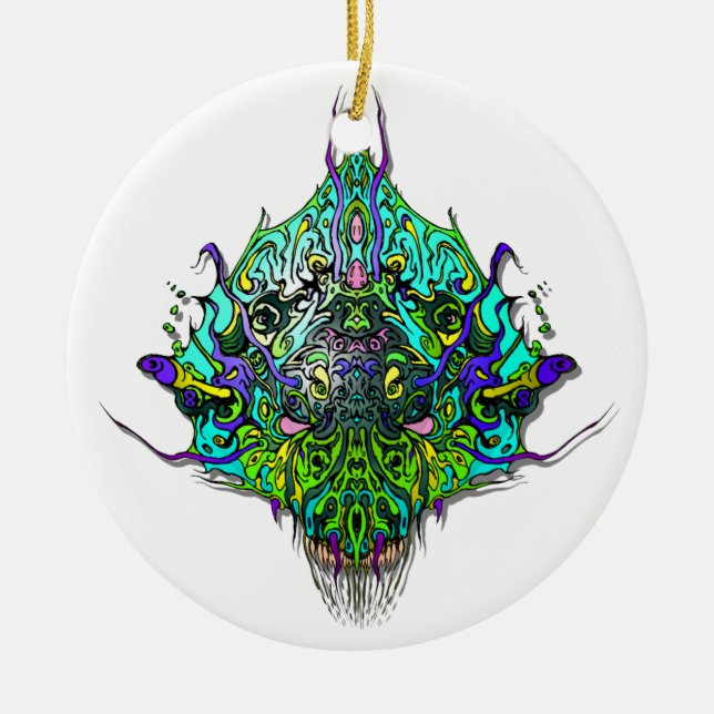 Alien Head - Aqua Julgransprydnad Keramik (Framsidan)