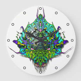 Alien Head - Aqua med punkter Stor Klocka
