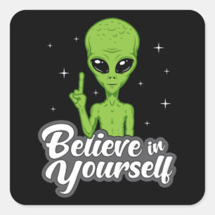 Alien Head Area 51 Ufo Utomjordingars Space Funny Fyrkantigt Klistermärke