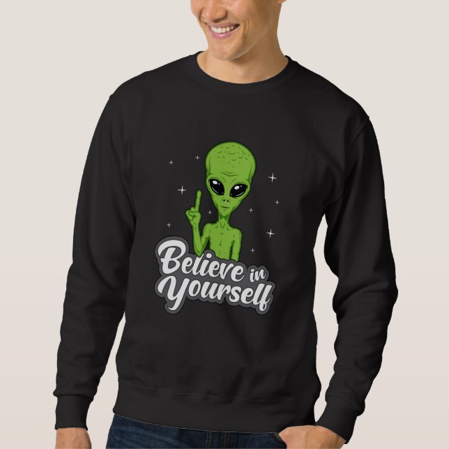 Alien Head Area 51 Ufo Utomjordingars Space Funny  Lång Ärmad Tröja (Framsida)