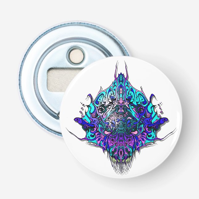 Alien Head - Blue and lila Flasköppnare (Framsidan)